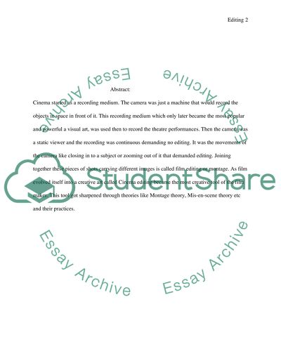 Theories of Film Editing - Montage Mis-en-scene And beyond