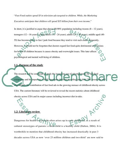 Impact of Fast Food Advertising on Childhood Obesity