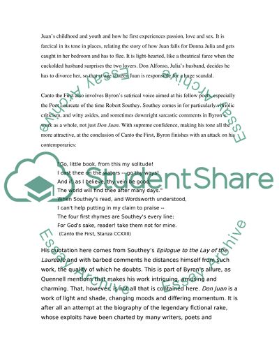 Stanzas of Byrons Don Juan and Relation of them to the Wider Context of the Canto