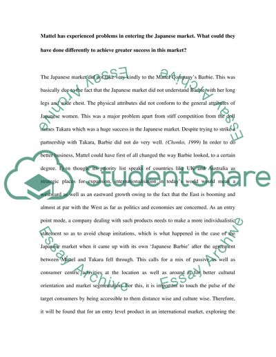 Assessment of Mattels Global Marketing Strategy for Barbie