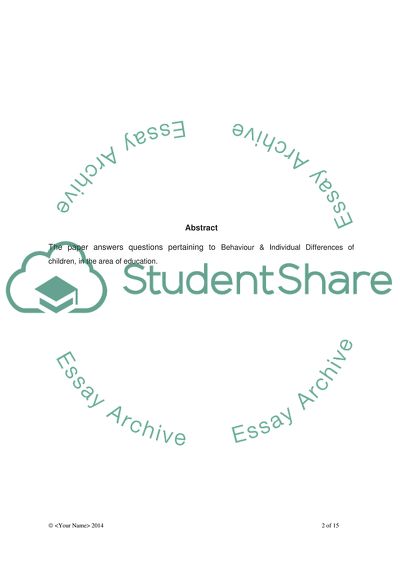 Behavior and Individual Differences