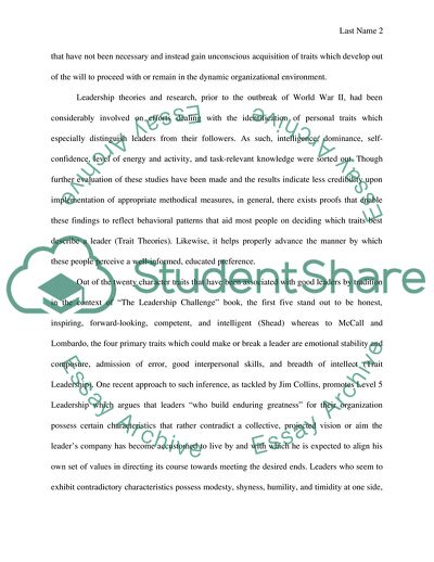 The Traits Theory of Leadership