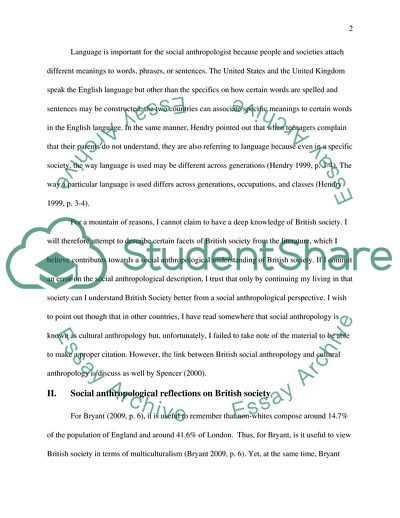 Social Anthropological Reflections on British Society