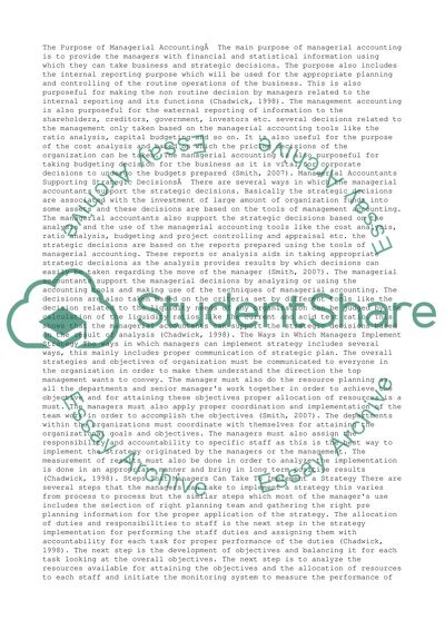 The Purpose of Managerial Accounting