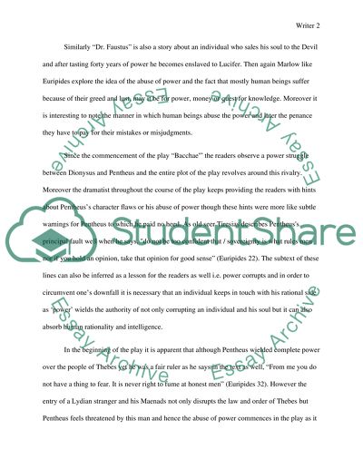 Abuse of Power in the Bacchae