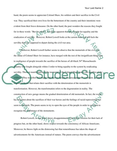 Robert Lowell For the Union Dead (This is a poem)