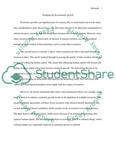 Pumping Up The ECONOMIC GROWTH