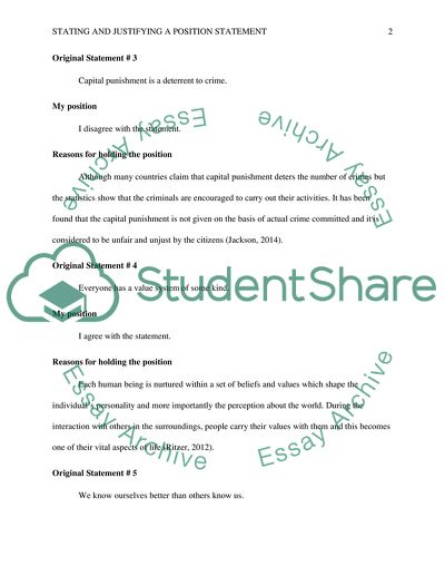 Stating And Justifying A Position Statement