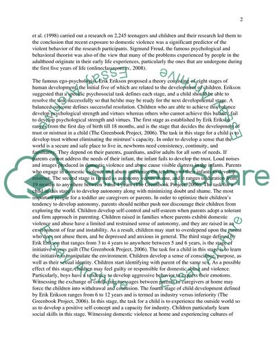 The Impact and Possible Effects of Witnessing Domestic Violence as a Child