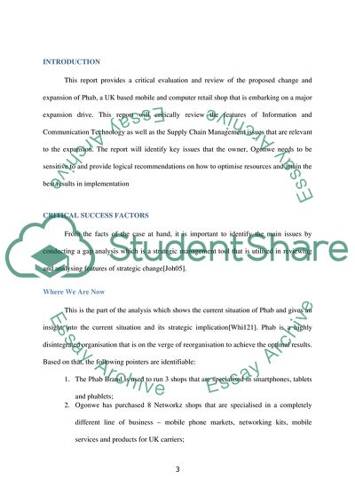 Information Technology and Supply Chain Management of Phab Expansion