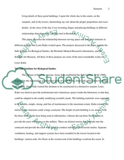 Relationship between Serving Space and Structural Elements in Louis Kahns Laboratories and Museum