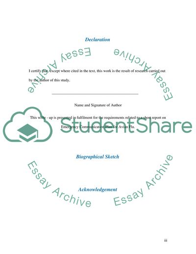 An Emergency Communications Plan for an Avian Flu Pandemic