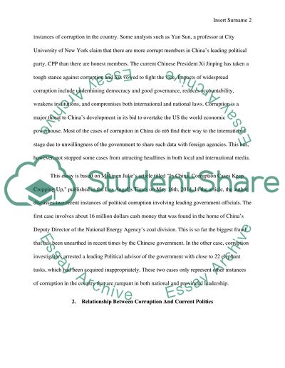 Nature of Political Corruption in China