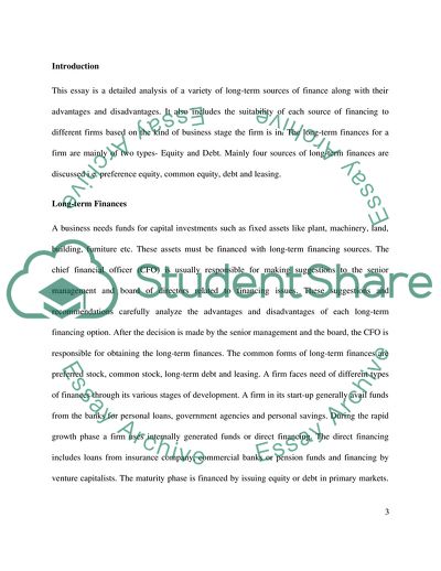 Long-Term Sources of Finance