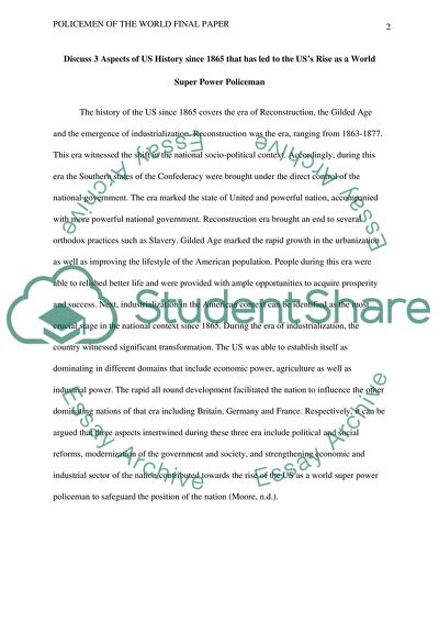 International Events from the Past Five Years that can be Traced Back to a Foreign Policy Created after the Civil War