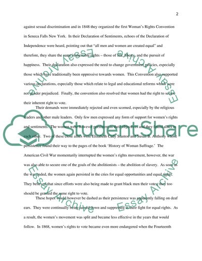 The Womens Movement in the United States