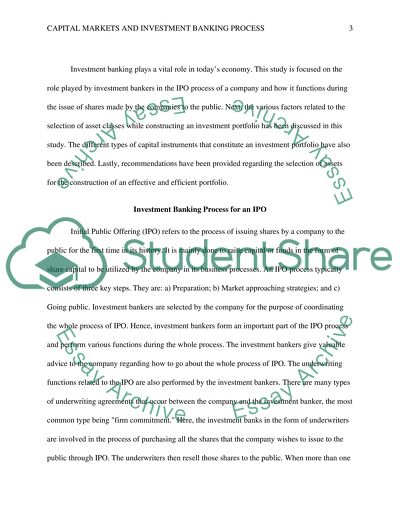 Capital Markets and Investment Banking Process