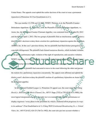 National Football League v. Primetime 24, 211 F.3d 10 WNET, Thirteen v. Aereo, Inc., 712 F.3d 676