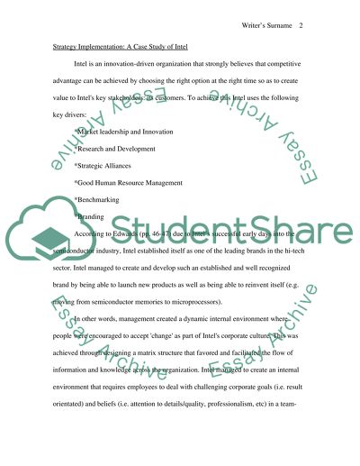 Strategy Implementation of Intel Company