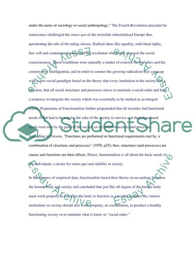 Functionalism as a Grand Theory of Social Equilibrium