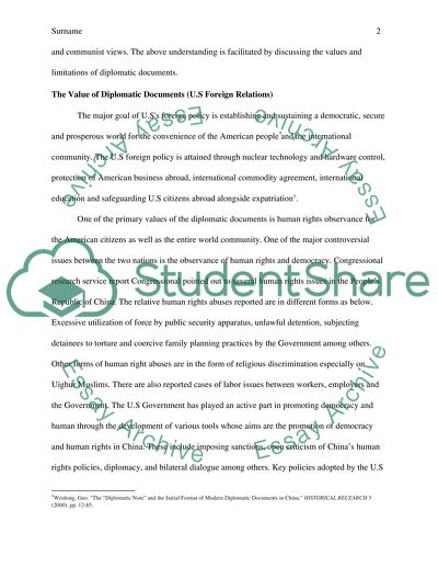 The Value and Limitations of Diplomatic Documents