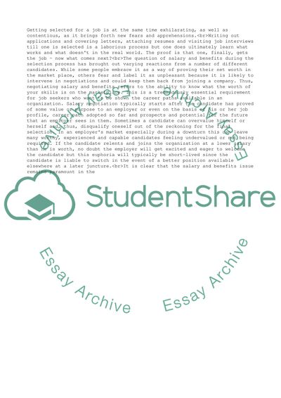 Negotiating Ones Salary and Benefits