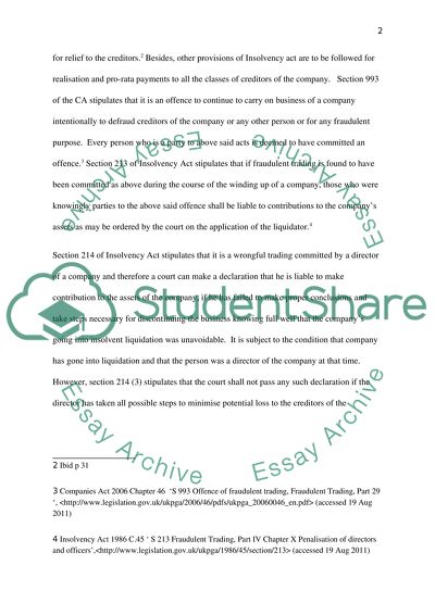 Creditors Position in Case of Companys Insolvency