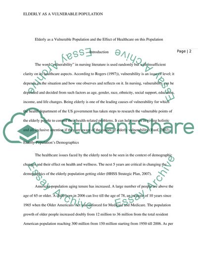 Effect of Healthcare on the Elderly Population