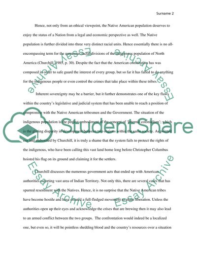 Sovereignty of the Indigenous Population in America