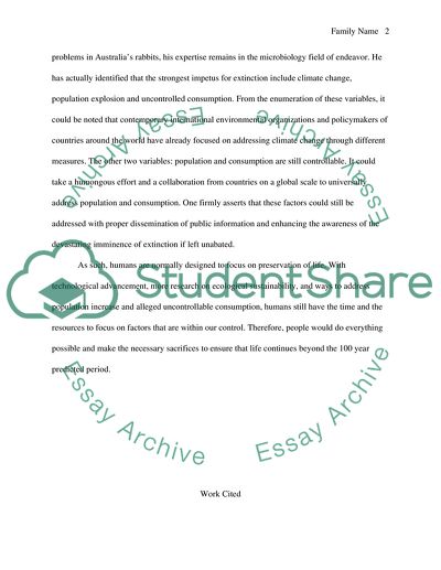 Weekly Reading Journal: Human race will be extinct within 100 years