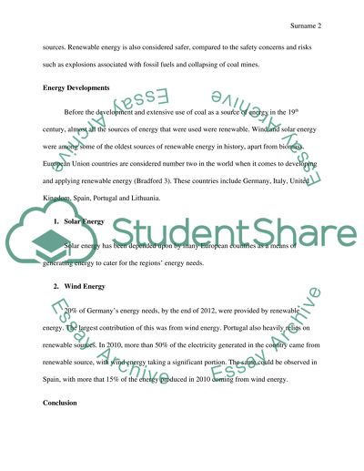 Outline for renewable energy