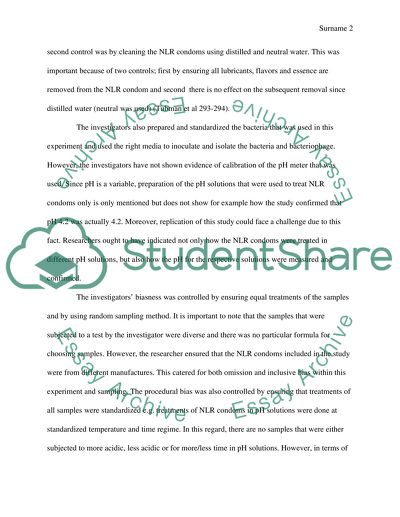 Analysis of the Research Article pH Effects on the Bio-Permeability of Polymers Used in Prophylactics
