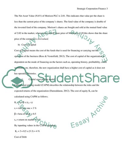 Strategic Corporation Finance at Morrison Plc