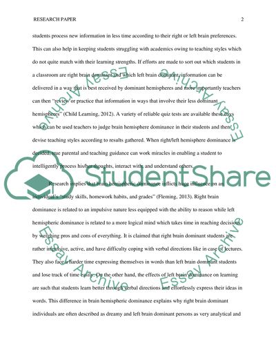 The Effect of Brain Hemisphere Dominance on Learning