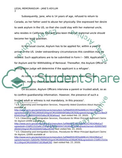 Legal Memorandum - Janes Asylum