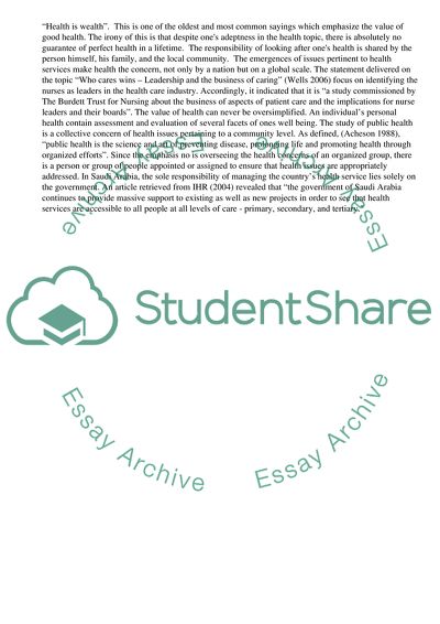 Public Health Management in Saudi Arabia