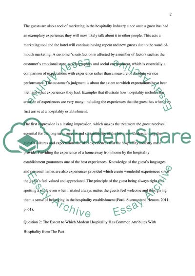 Why Hospitality is about Providing an Experience rather than a Service