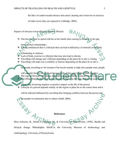 Impacts of Traveling on Health and Lifestyle