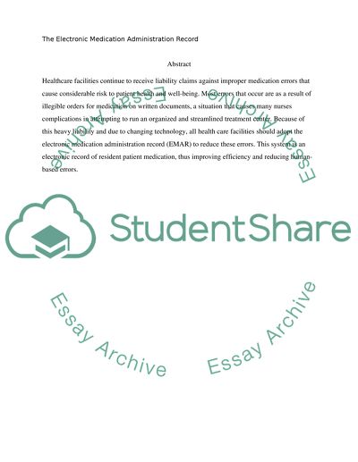 Healthcare: the Electronic Medication Administration Record