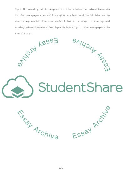 Admission Advertisement of the Iqra University