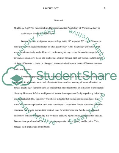 Analysis of Article about Women Psychology