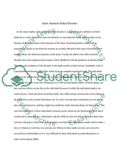 Adult Attention Deficit Disorder