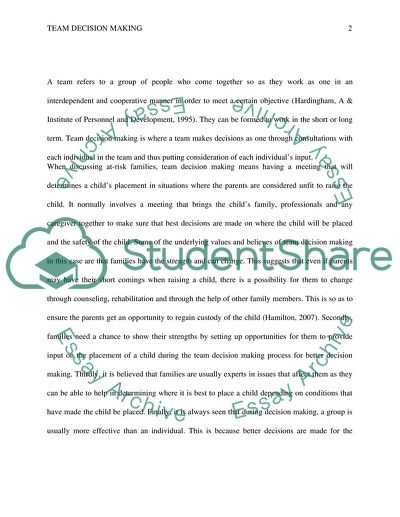 The Transition to Group Decision Making in Child Protection Cases