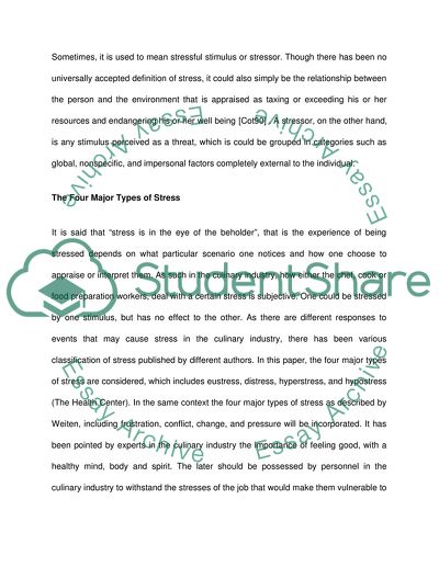 Stress in the Culinary Industry