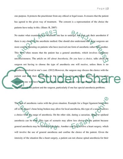 A Choice Patients in Anesthesia and Surgery