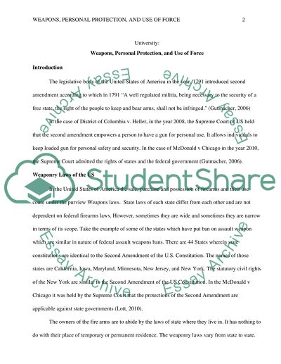 Weapons, Personal Protection and Use of Force