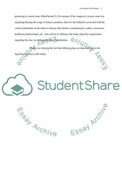 US Government and Lobbying