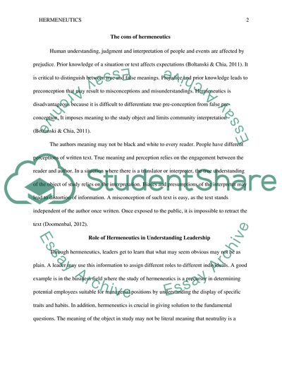 Analysis of Hermeneutics