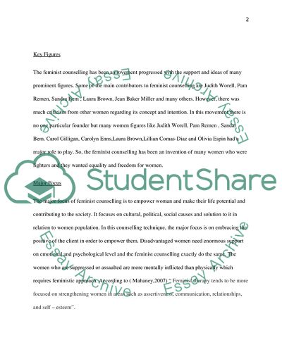 The Role and Main Aspects of Feminist Counseling