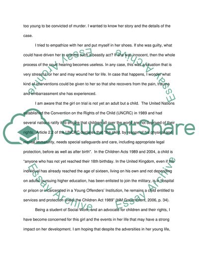 Case of Accused Girl for Murder